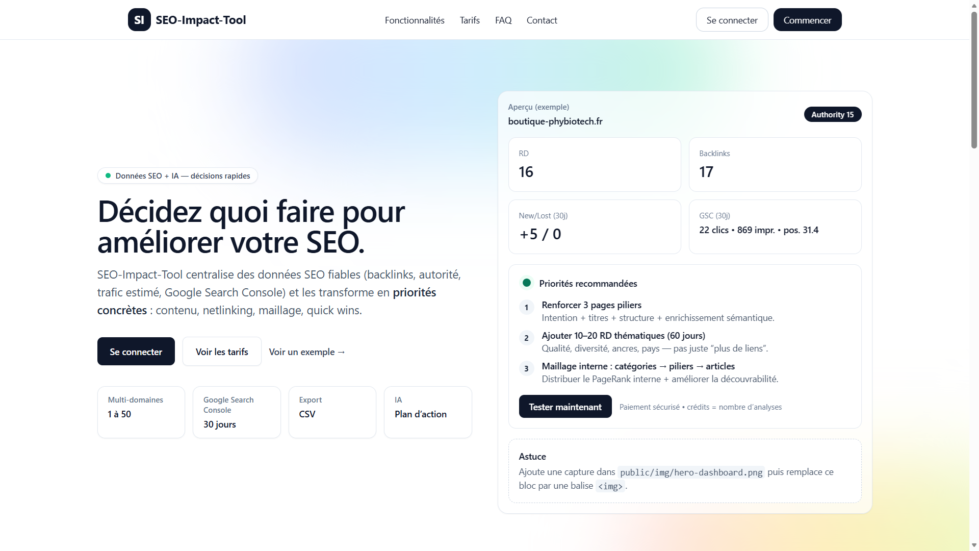 SEO - aperçu principal